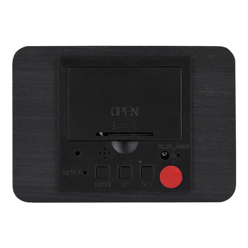 LED Wooden Alarm Clock, Alarm Function/Voice Control and Continuous Light