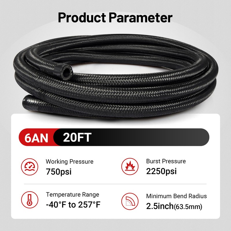 EVIL ENERGY 6AN Fuel Line Kit, 6AN Nylon Braided Fuel
