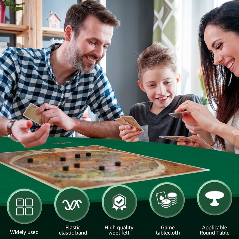 Felt Card Table Game Cover 36.2 Inch Round Tablecloth Poker