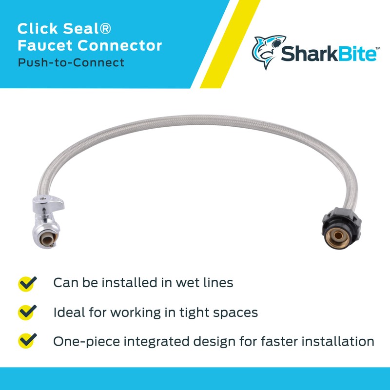 SharkBite 1/2 Inch Straight Stop x 1/2 Inch NPSM Click