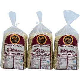 Amish Country Popcorn | 3-2 lb Bags | Baby White Popcorn Kernels | Old Fashioned, Non-GMO and Gluten Free (3-2 lb Bags)