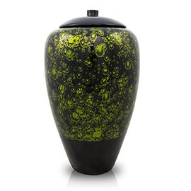 OneWorld Memorials Bamboo Cremation Urn - Large - Holds Up to 200 Cubic Inches of Ashes - Green Black Memorial Urns for Ashes
