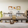 RoyalCraft Twin Bed Frame: Industrial Platform Bed w/Wood Headboard, Storage