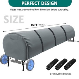 TORUTA Swimming Pool Solar Reel Cover, 18Ft Pool Solar Blanket Reel Cover, Winter Solar Reel and Blanket Covers for Inground Pool, Heavy Duty Waterproof Pool Solar Blanket Reel Cover, with Zipper