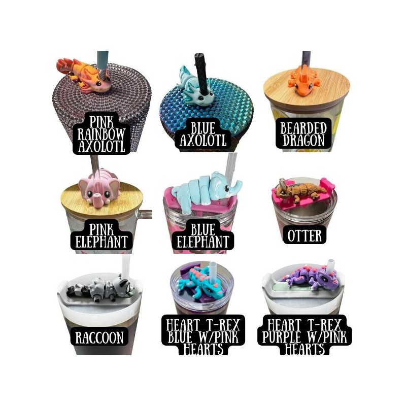 Tonsofprintz Tumbler Buddies - 3D Printed Flexi Animals - Tumbler/Drinkware