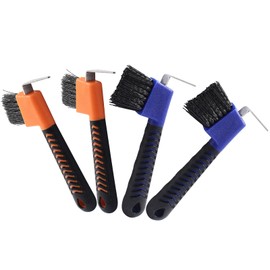 Moicstiy 4 Pcs Horse Hoof Pick Brush with Soft Touch Rubber Handle Portable Hoofpick, Blue & Orange