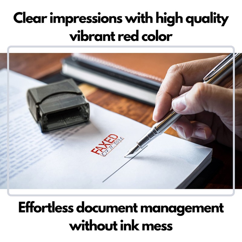 Self Inking Rubber Stamp, Refillable Red Ink Preinstalled - FAXED