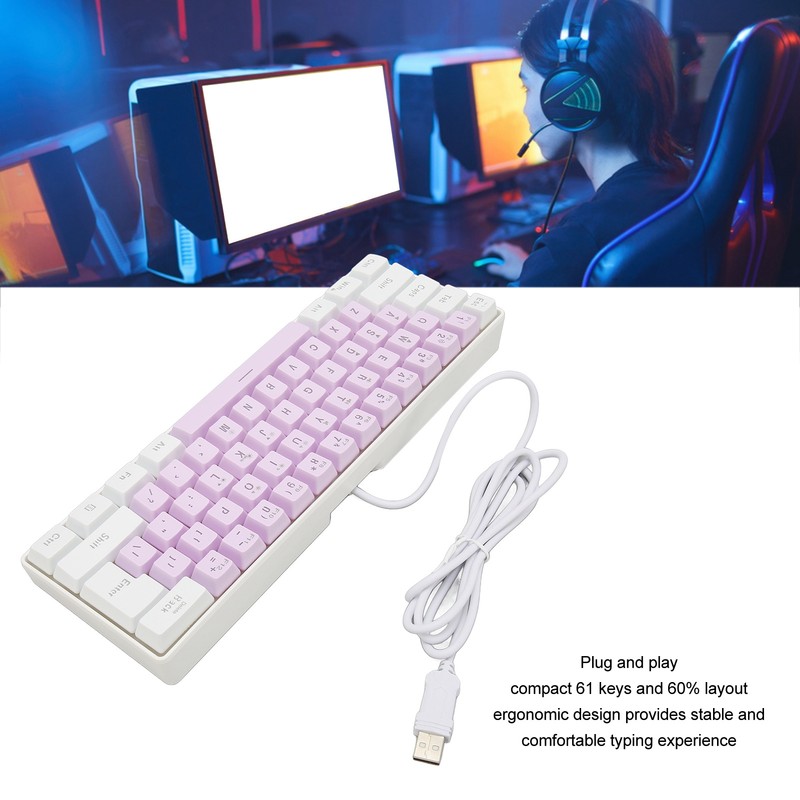 Gaming Keyboard USB 61 Keys Ergonomic Contrast Color 6 RGB