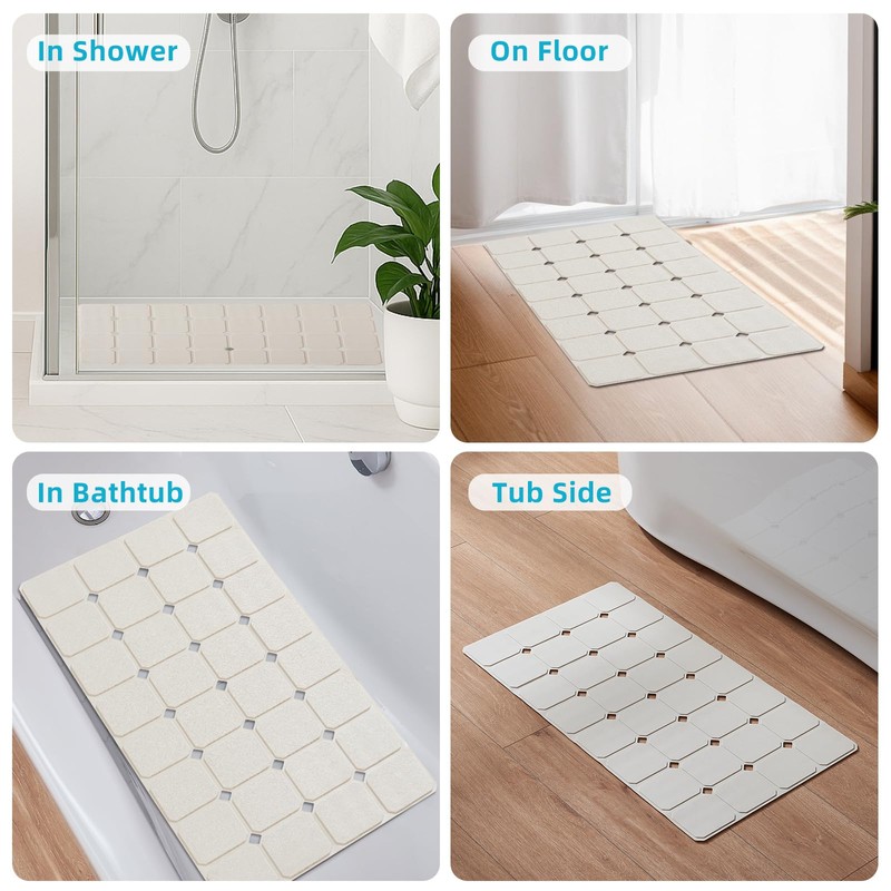 Non-Slip Silicone Bathtub Mat, Foldable Bath Tub Mat, 14.9 x