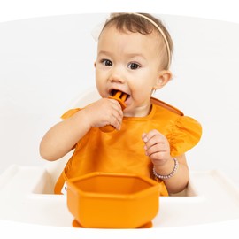 Tiny Twinkle Silicone Suction Bowl with Lid for Baby and Toddler - 100% Silicone - BPA Free - Microwave Safe - Strong Suction Bowls For Baby, Snack Containers For Toddlers (Cinnamon, 13 oz.)