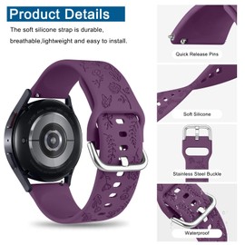 3 Pack Silicone Bands for Garmin Vivoactive 5 Watch Band/Vivoactive 3, 20mm Soft Sport Strap for Garmin Venu/Venu Sq/Venu Sq 2/Forerunner 55/165/245/645 (Black+Purple+Violet)