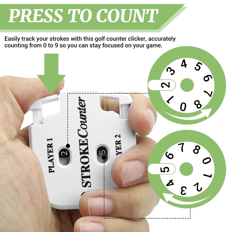 Aihoom 2PCS Golf Stroke Counter, Clicker Counter with Keychain, Portable