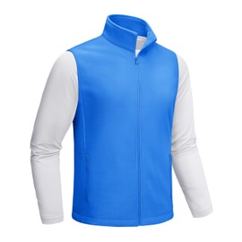 MAGCOMSEN Mens Outerwear Vests Zip Up Vests with Pockets Winter Fleece Lined Jacket for Hiking Outdoor Azure, XL