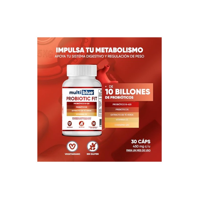 Probiotic Fit 30 Capsulas Avanzada Fórmula de Probióticos y Prebióticos
