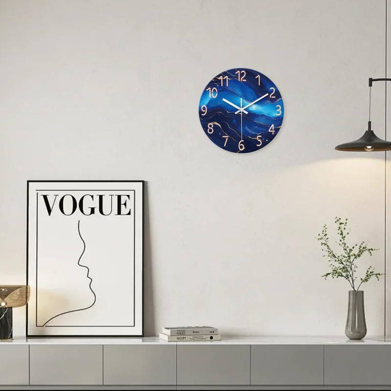 Glass Wall Clocks Battery Operated 14 Inch Modern Abstract Wall