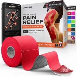 Kinesiology Tape-Incredible Support for Athletic Sports and Recovery + Free Taping Guide - Pre-Cut 2 inch 16.4 feet (Crimson Red + Free Taping Guide, 1 Pack)
