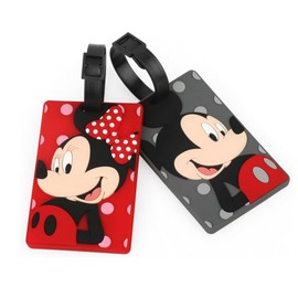 Cute Luggage Tags for Suitcases 2-Pack Cute Silicone Luggage Tag with Name ID Card Funny Suitcase Label (Cartoon pattern-01)