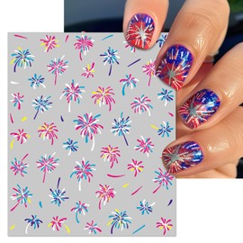 IDDFEVE Embossed Firework Nail Art Stickers- Celebrating 4th of July Colorful Self-Adhesive Nail Decals for DIY Patriotic Independence Day Memorial Day New Year Manicure (4 Sheets)