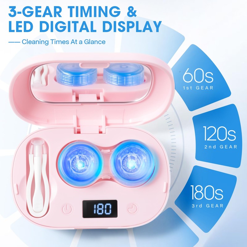 Portable Contact Lens Cleaner with Blue Light,LXIANGN Rechargeable Contact Lens