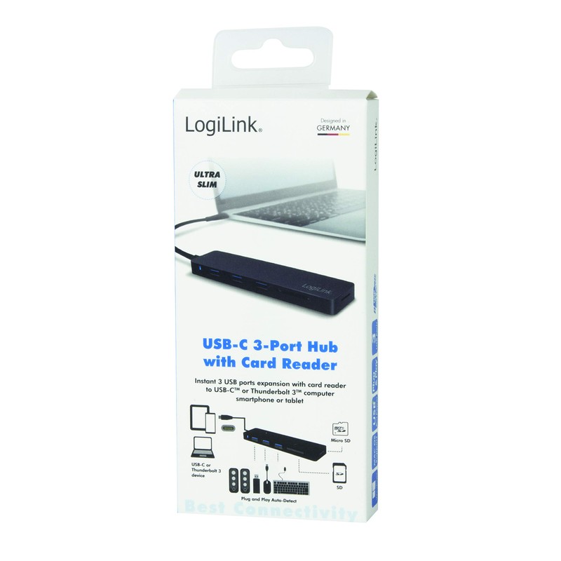 Logilink USB Hub for PC/Laptop Aluminium Housing Black 3-Port +