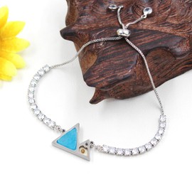 JunyiDIY Adjustable Stainless Steel Light Blue Mountain Mustard Seed Religious Faith Cubic Zirconia Tennis Bracelet for Women Y4423
