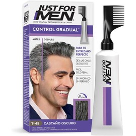 Just For Men Control Gradual Tinte para Canas, Castaño Oscuro T45, 40g