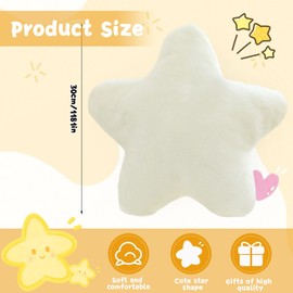 bechoanigel Cuddly Cushion Children, Star Cushion Aesthetic 30 x 30 cm, Sofa Cushion, Cuddly Cushion, Decorative for Girls and Boys, Bedroom, Cars, Living Room, Sofa, Bed, Gift (White)