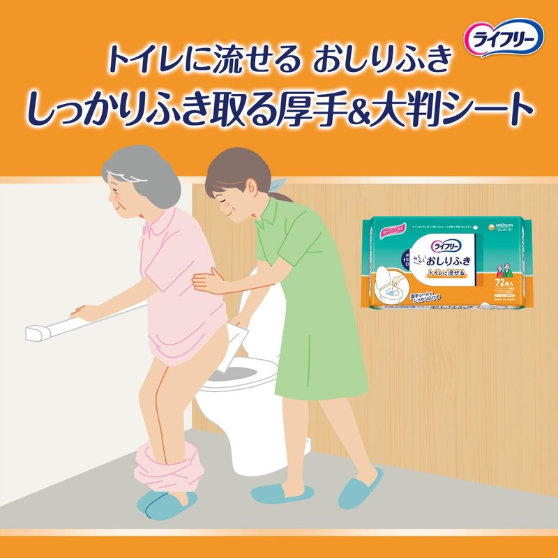 Lifeley Easy Wipes, Flushable in the Toilet, 144 Sheets (72