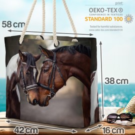 VOID Horse Foal Riding Summer Beach Bag Shopper 58 x 38 x 16 cm 23L XXL Shopping Bag Travel Bag Beach Bag, multicoloured, Casual