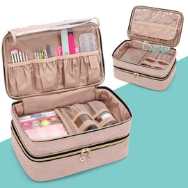 BAFASO Double Layer Manicure Case for 40 Bottles (0.5 fl oz (15 ml) Nail Tools, Pink