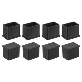 sourcing map Rubber Furniture Leg Caps, 8Pcs 20x30mm Rectangle Chair Leg Tips Caps, Furniture Foot End Caps Covers Floor Protectors for Table, Chair, Machinery Equipment Feet (Black)