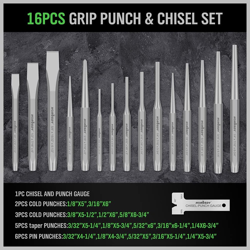 SWANLAKE 28-piece Punch and Chisel Set, Including Pin Punches, Taper