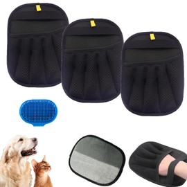 Orebog 3PCs Pet Hair Removal Glove for Cats & Dogs,Electrostatic Gloves Pet Hair,Cat Grooming Gloves for Hair Removal,Reusable Pet Hair Remover Glove for Couch,Furniture,Carpet,Curtain,Clothe