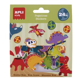 APLI Kids 18876-Sticker 18876-Dinosaur Stickers-EVA Themed Stickers, 24 Units (18876)