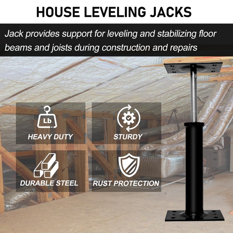House Jacks for Leveling, 11"-17" Adjustable Jack Post Basement Floor
