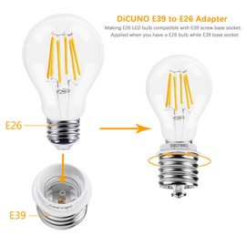 DiCUNO E39 to E26 Adapter, Mogul E39 to Standard E26 Screw Base Light Bulb Socket Reducer Converter, Maximum 200W and 165℃ Heat Resistant, Lamp Socket Adapter, 10-Pack