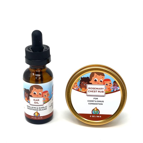Punkin Butt: Natural Congestion Therapy Kit- Rosemary Respiratory Rub and Organic Ear Oil