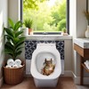 3D Squirrel Toilet Lid Decal, Brown Botanical Sticker, Waterproof Vinyl,