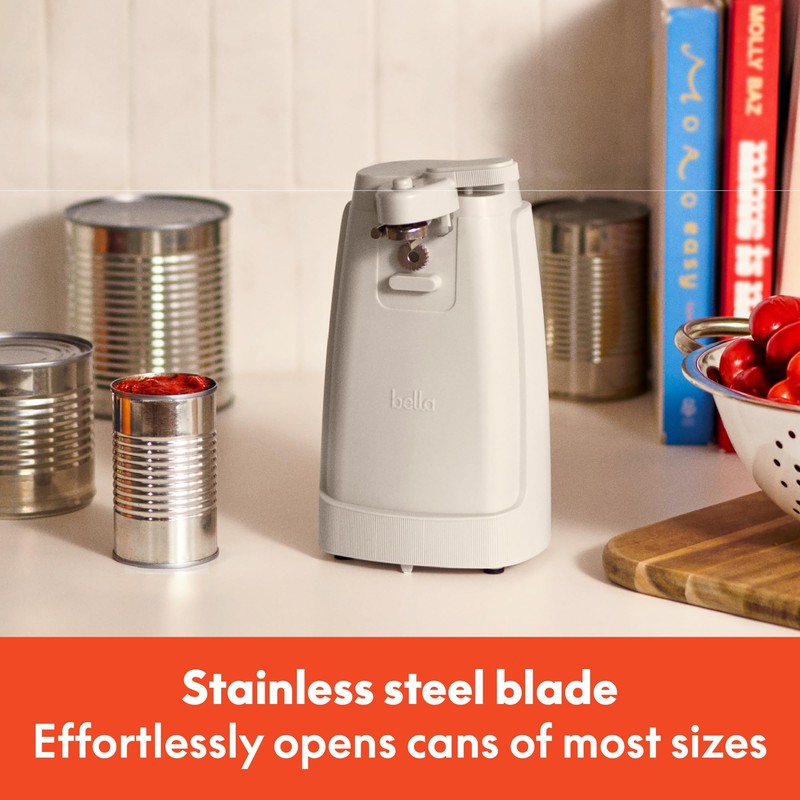 bella Electric Can Opener and Knife Sharpener, Removable Cutting Lever,
