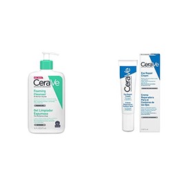 CeraVe Gel Limpiador Espumoso 473ml Limpiador diario para piel mixta grasa o con acné  Crema Reparadora para el Contorno de Ojos 14gr Crema...        