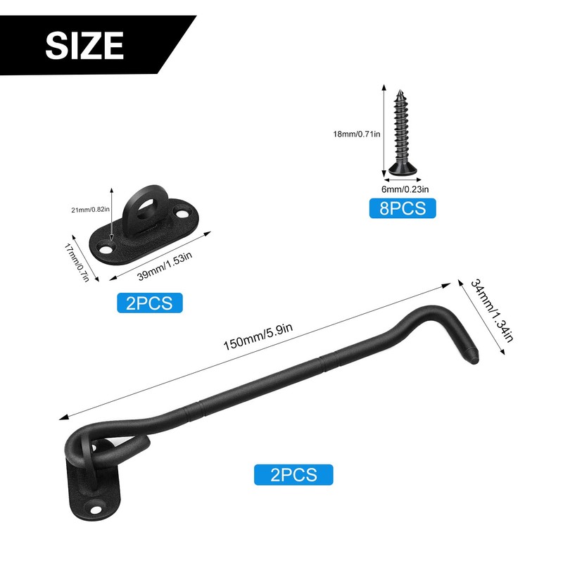 Storm Hook, Hook Lock Stainless Steel, Pack of 2, Cabin