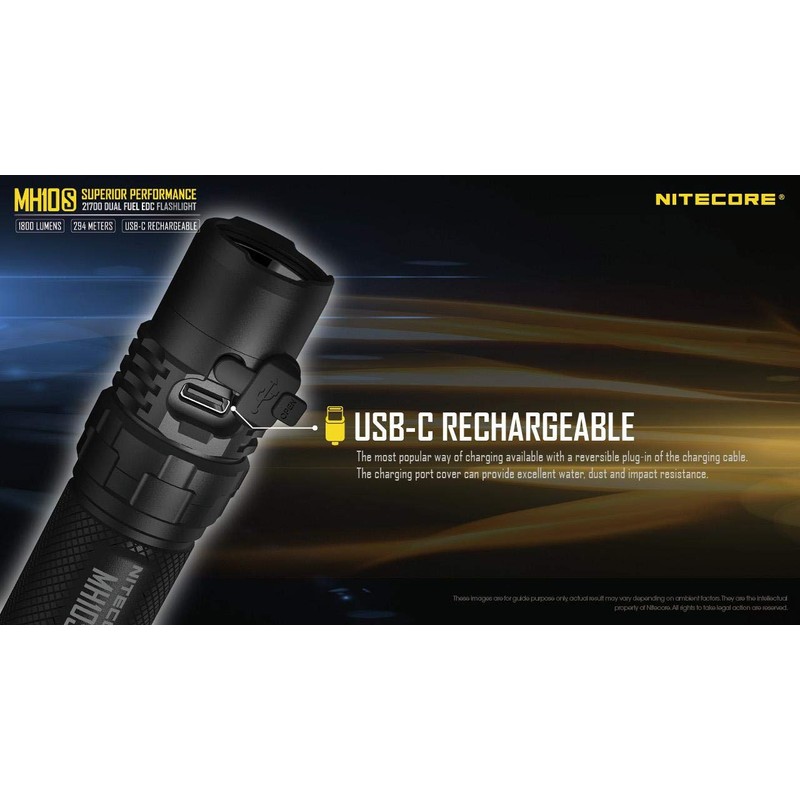 Nitecore MH10S Luminus SST-40-W USB-C Rechargeable Flashlight - 1800 Lumens