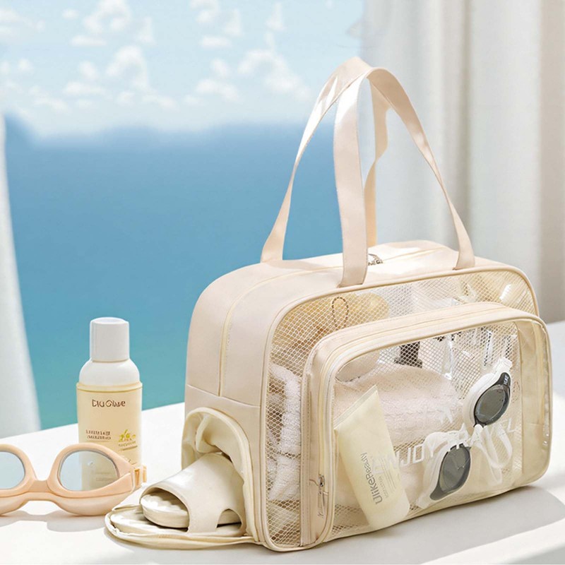 Waterproof Toiletry Bag with Shoe Compartment - Clear Travel Cosmetic