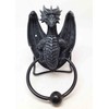 BLACK SHADOW DRAGON DOOR KNOCKER SCULPTURE RESIN LEGENDARY RULER OF