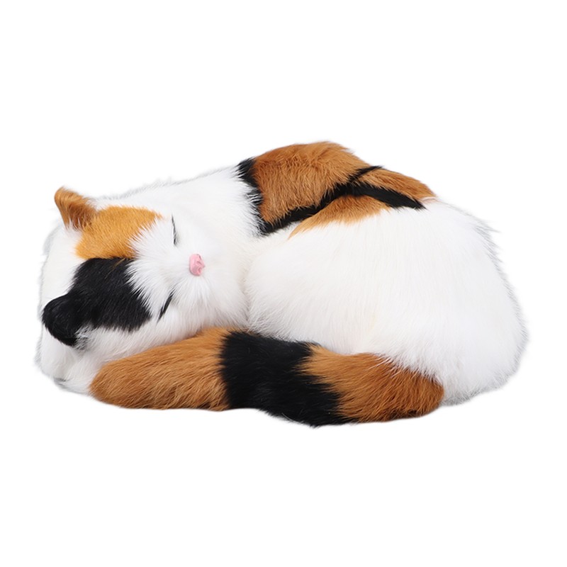 Fur Cat Figurine Simulation Innovative Hand Crafted Cute Fur Cat