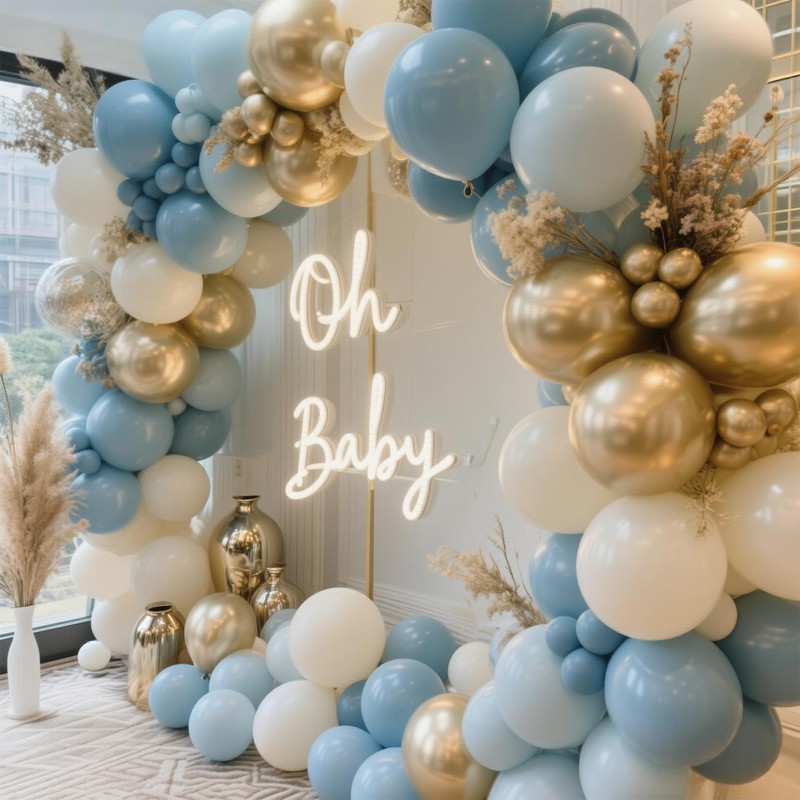 Dusty Blue Balloons, 62PCS Birthday Balloons Pack 12 Inch