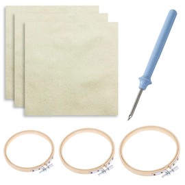 WeddHuis Pack of 3 Embroidery Hoops, Round Embroidery Hoop Made of Bamboo, Adjustable Round Embroidery Hoop, Burr-free, Good for Embroidery, Artwork, DIY Tools (8/13/18 cm), Free Embroidery Cloth +