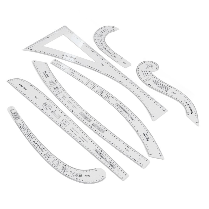 7Pcs Sewing Ruler Tailor Set Clear High Accuracy Scale Fashion