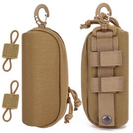 MUCHER 2 Pack Tactical Glasses Case Molle Glasses Case Shockproof Protective Box Portable Glasses Case Glasses with 2 Pieces Molle Bag Buckle for Outdoor Hiking Hunting Camping Training, khaki