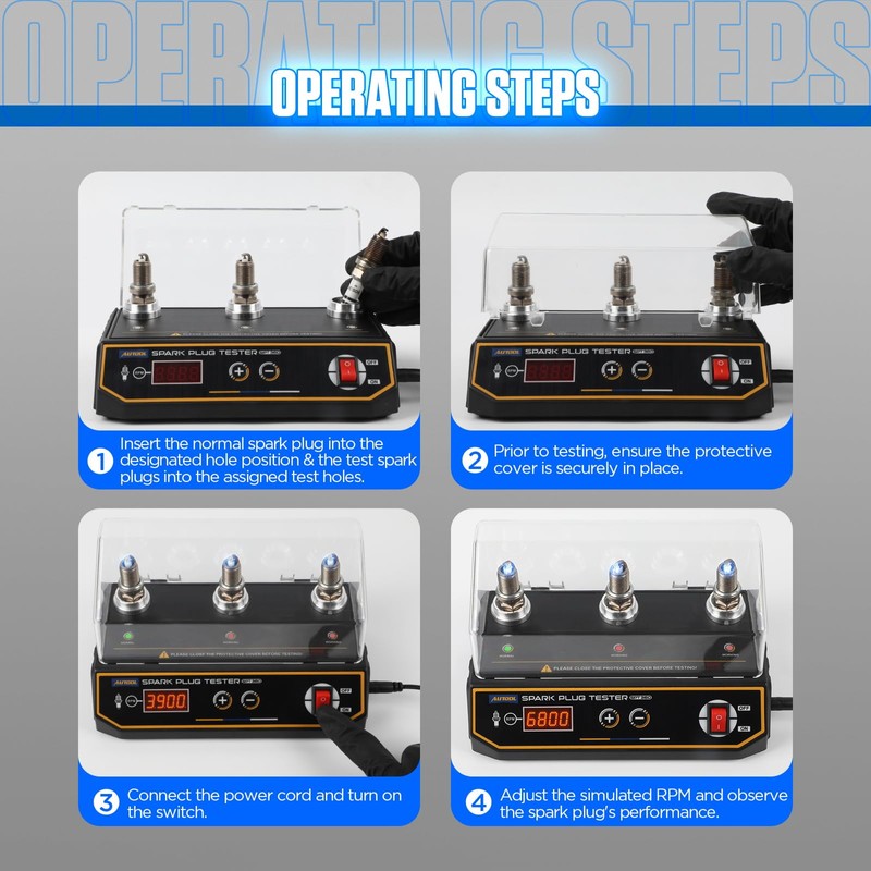 AUTOOL Spark Plug Tester Automotive Engine Ignition Coil Tester 200-9000rpm